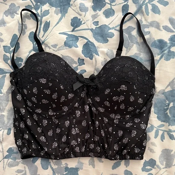 NWOT Guess Black and White Floral Patterned Bra - Picture 1 of 3